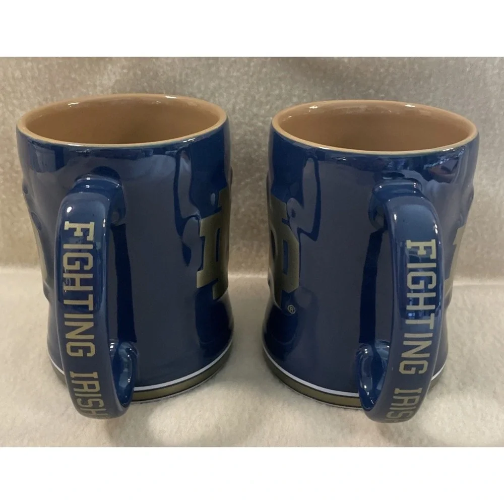 Notre Dame Fighting Irish Set of 2 Coffee Sculpted Mug Cup NCAA College Boelter